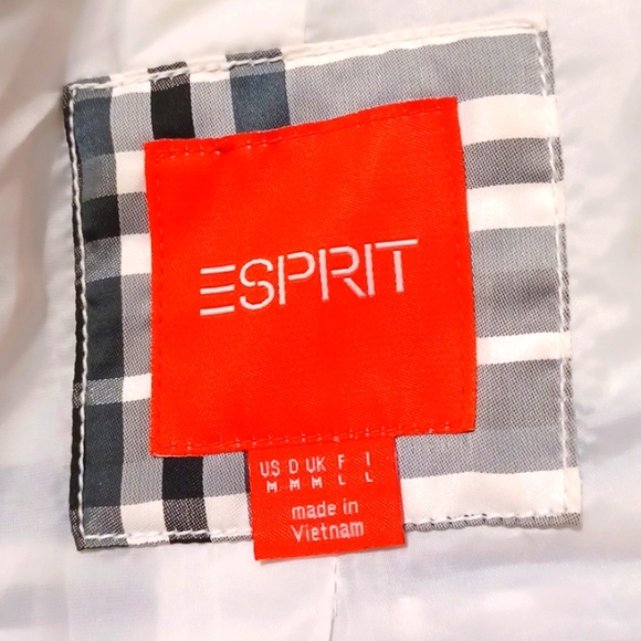 Esprit tartan plaid black/white trench rain coat - M - Picture 4 of 7